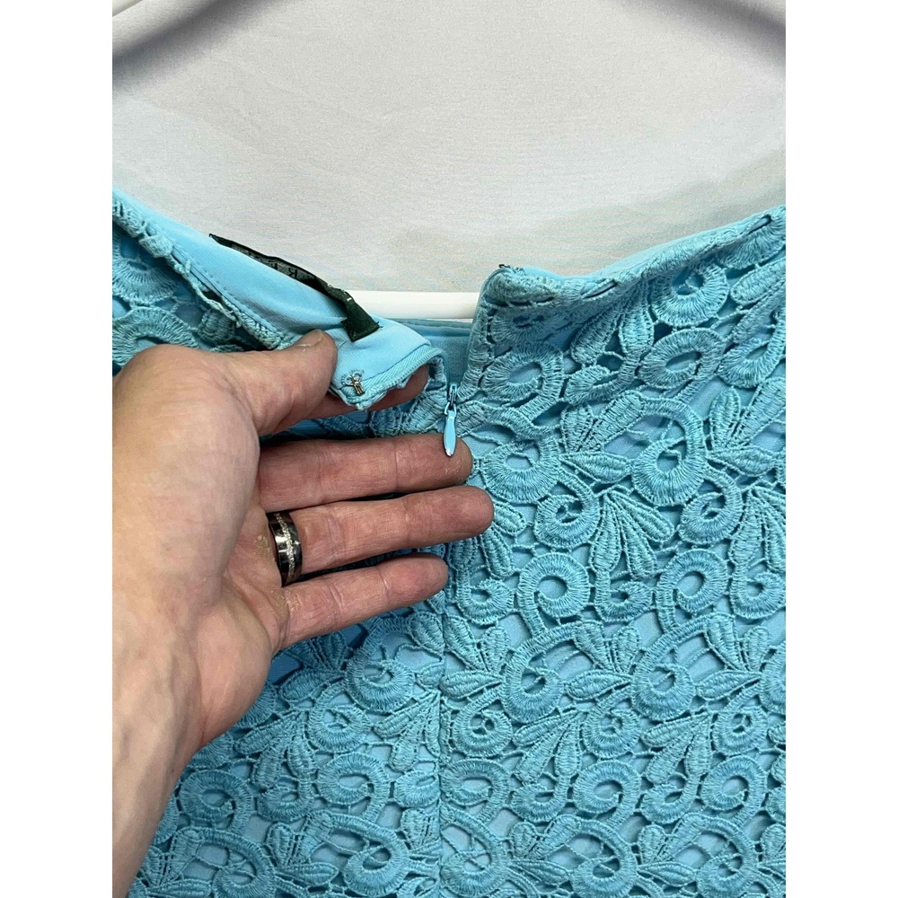 Lauren Ralph Lauren Turquoise Womens Cotton Floral Lace Overlay Sheath Dress 12 - Picture 4 of 9